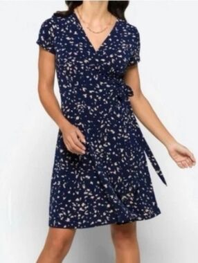 Kaileigh Navy and Cream Patterned Midi Dress